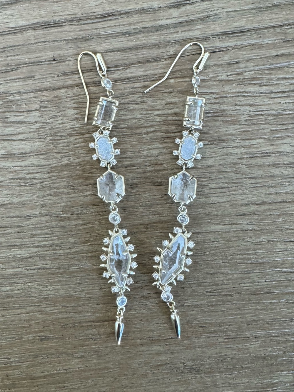 Kendra Scott Gold Linear Drop Earrings with Stones
